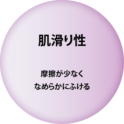 肌滑り性 摩擦が少なくなめらかにふける