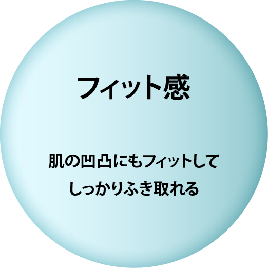 フィット感 肌の凹凸にもフィットしてしっかりふき取れる